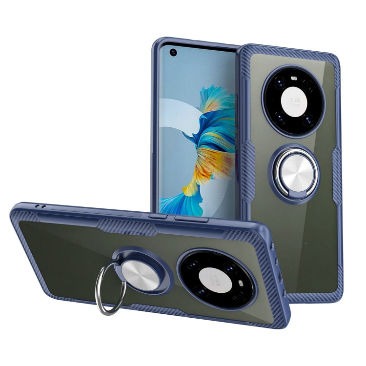 For Huawei Mate 40 Shockproof Transparent TPU + Acrylic Protective Case with Ring Holder