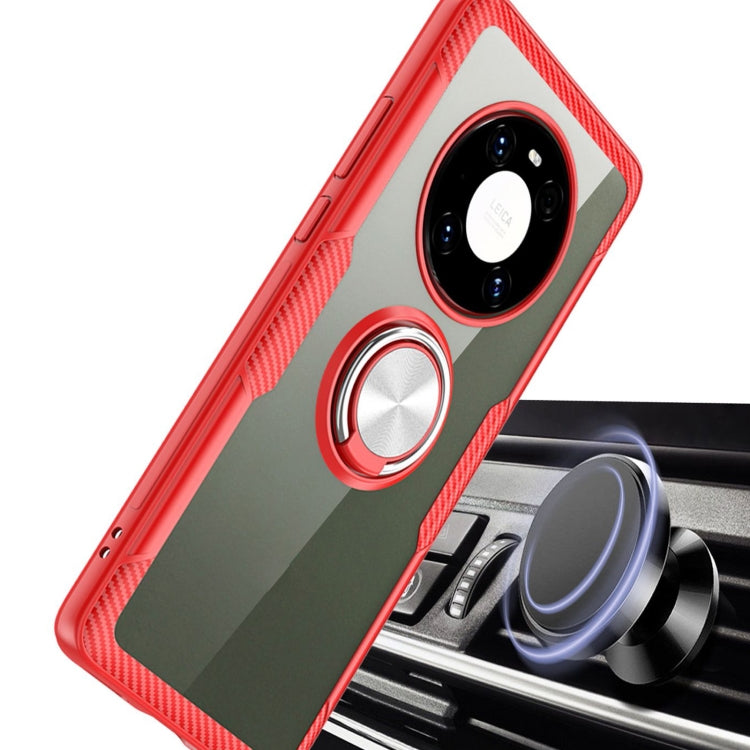For Huawei Mate 40 Shockproof Transparent TPU + Acrylic Protective Case with Ring Holder