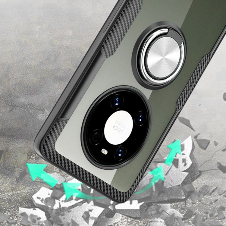 For Huawei Mate 40 Shockproof Transparent TPU + Acrylic Protective Case with Ring Holder
