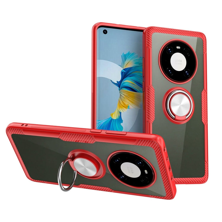 For Huawei Mate 40 Shockproof Transparent TPU + Acrylic Protective Case with Ring Holder
