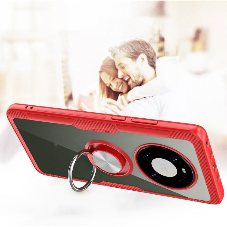 For Huawei Mate 40 Shockproof Transparent TPU + Acrylic Protective Case with Ring Holder