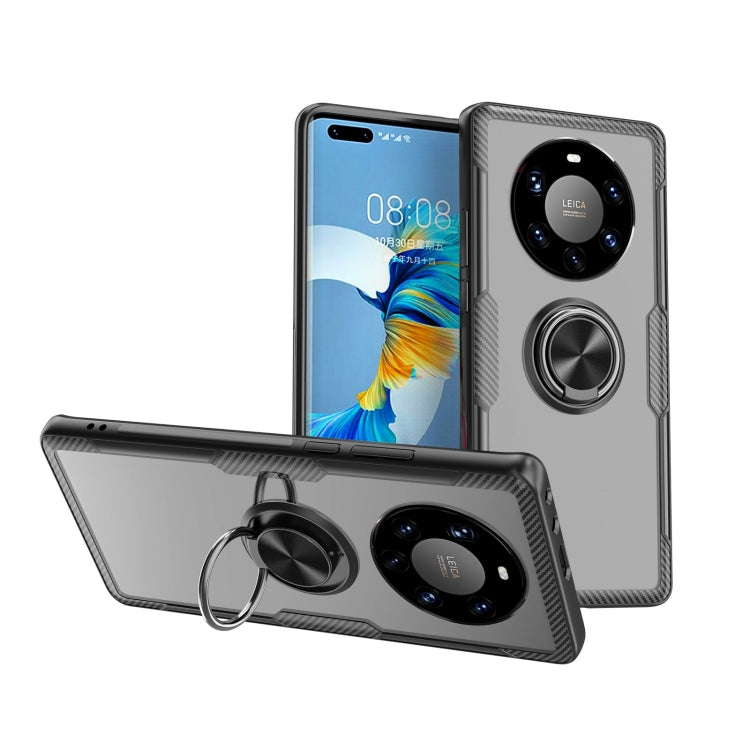 For Huawei Mate 40 Pro+ Shockproof Transparent TPU + Acrylic Protective Case with Ring Holder