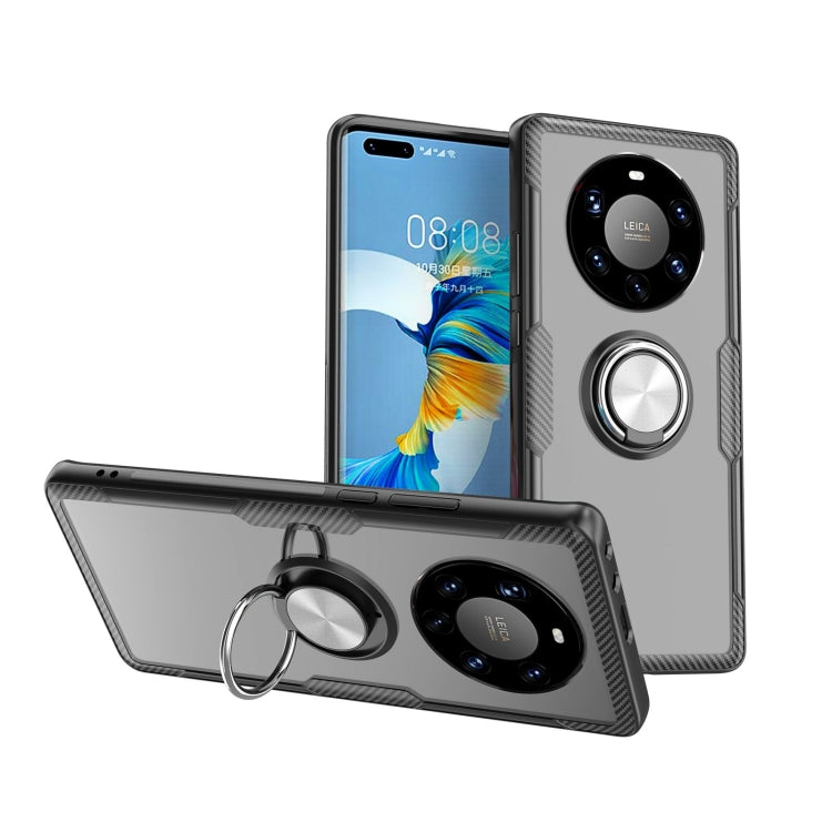 For Huawei Mate 40 Pro+ Shockproof Transparent TPU + Acrylic Protective Case with Ring Holder