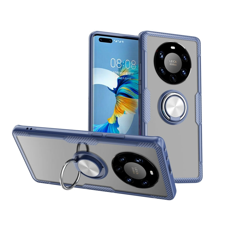 For Huawei Mate 40 Pro+ Shockproof Transparent TPU + Acrylic Protective Case with Ring Holder