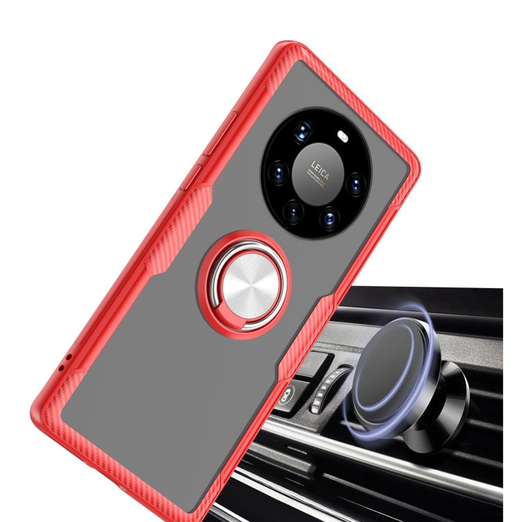 For Huawei Mate 40 Pro+ Shockproof Transparent TPU + Acrylic Protective Case with Ring Holder
