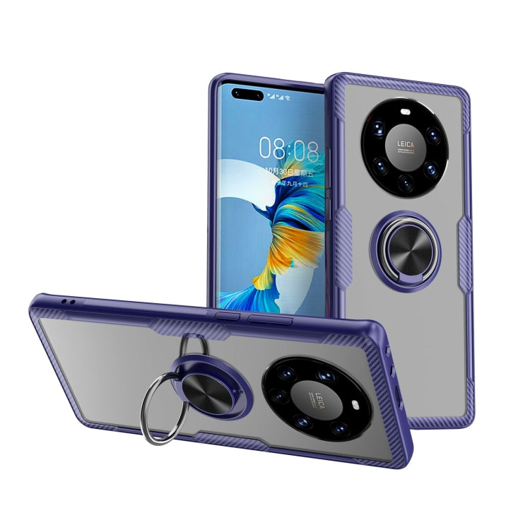 For Huawei Mate 40 Pro+ Shockproof Transparent TPU + Acrylic Protective Case with Ring Holder