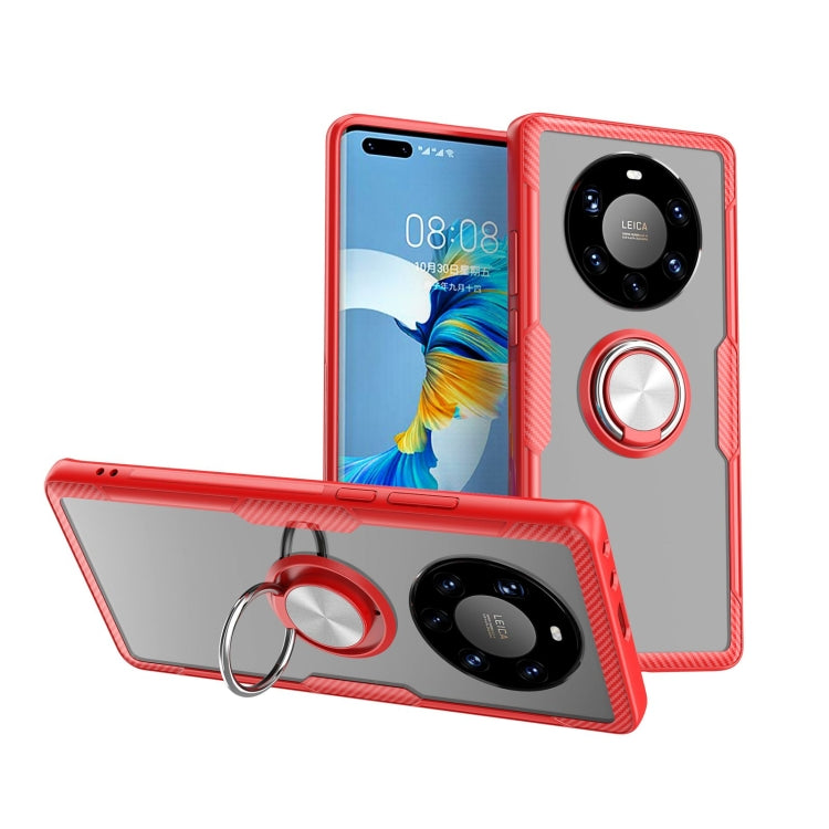 For Huawei Mate 40 Pro+ Shockproof Transparent TPU + Acrylic Protective Case with Ring Holder