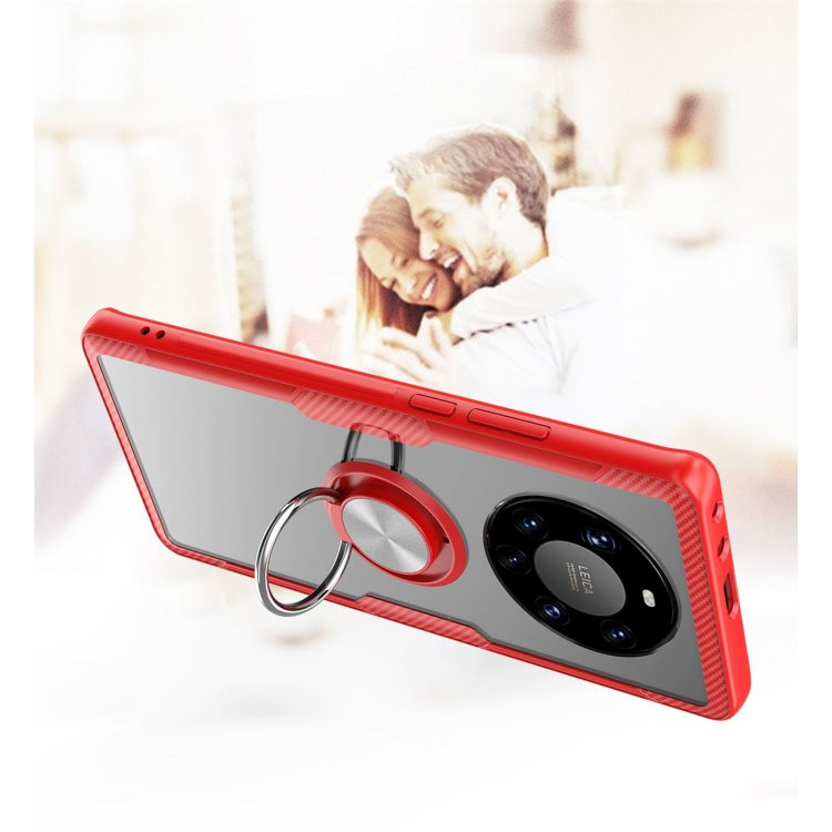 For Huawei Mate 40 Pro+ Shockproof Transparent TPU + Acrylic Protective Case with Ring Holder