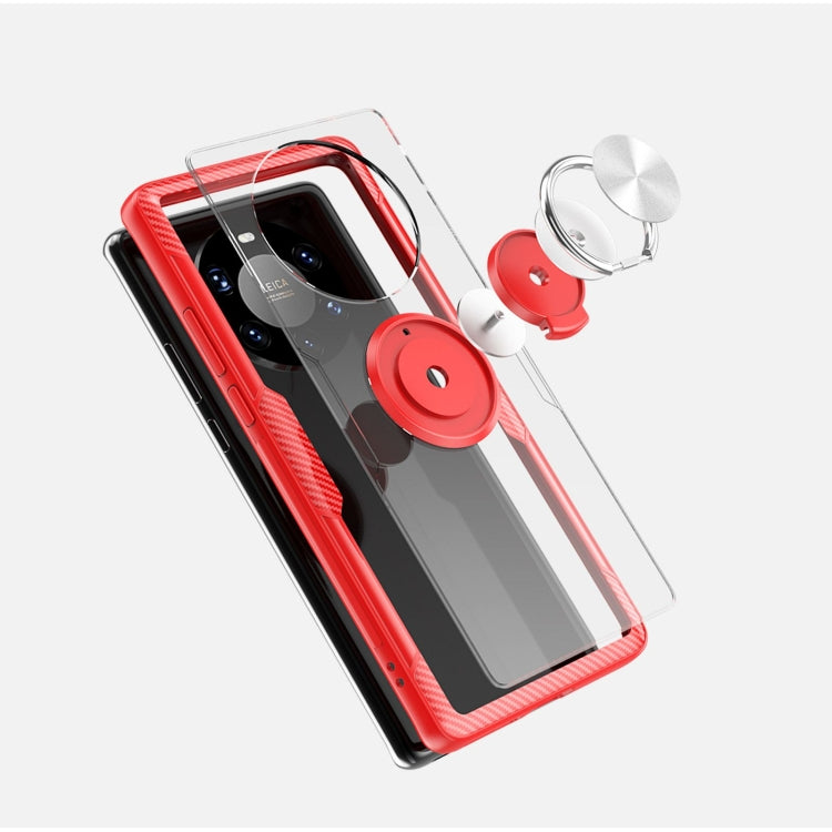 For Huawei Mate 40 Pro+ Shockproof Transparent TPU + Acrylic Protective Case with Ring Holder