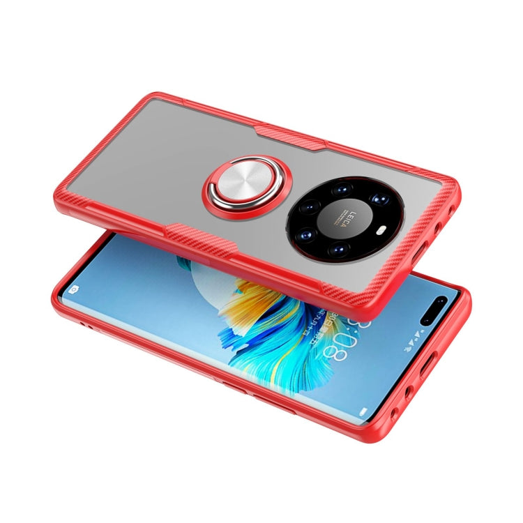 For Huawei Mate 40 Pro+ Shockproof Transparent TPU + Acrylic Protective Case with Ring Holder