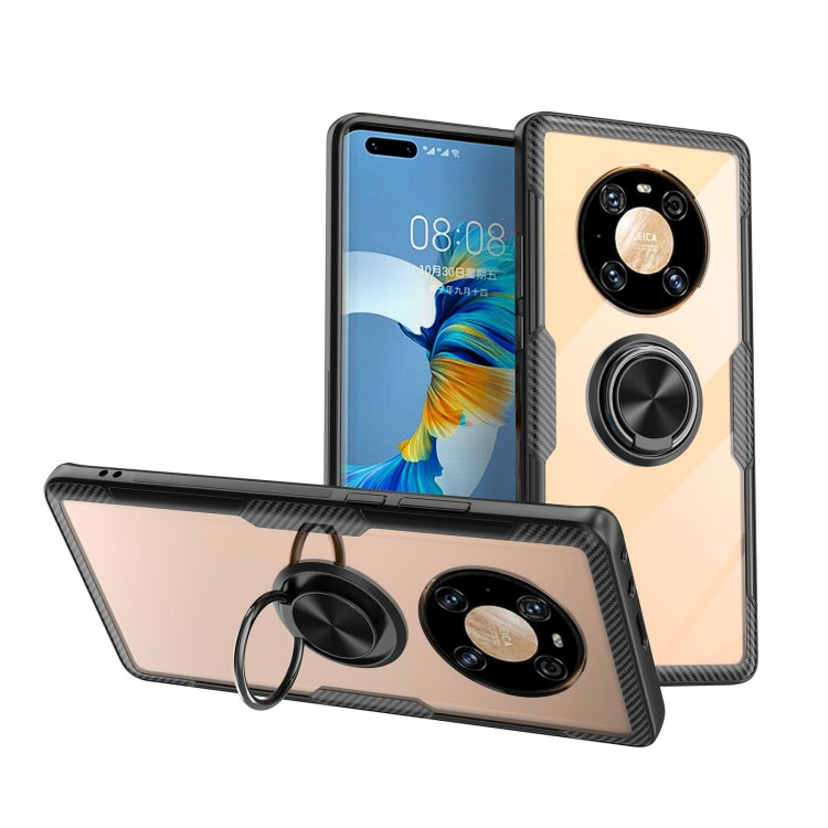 For Huawei Mate 40 Pro Shockproof Transparent TPU + Acrylic Protective Case with Ring Holder