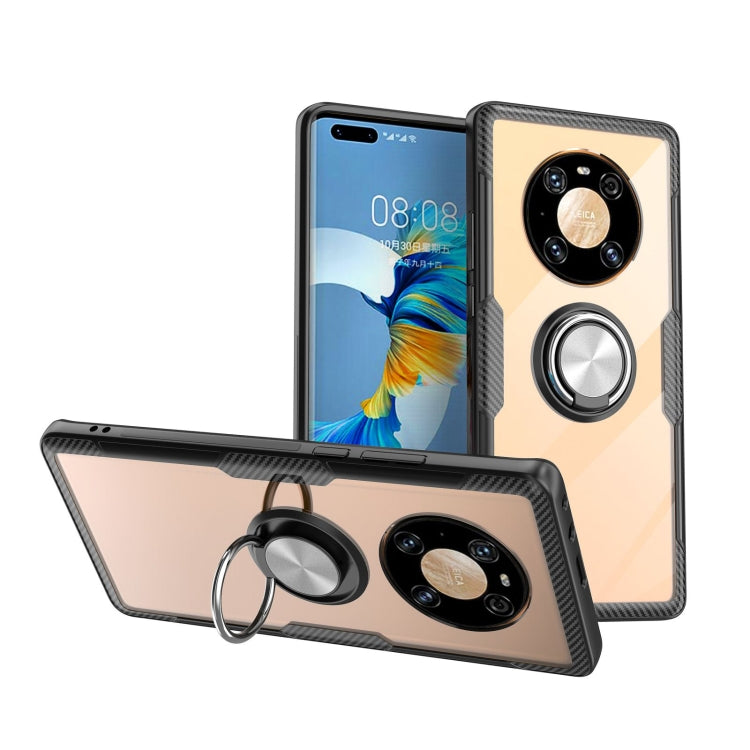 For Huawei Mate 40 Pro Shockproof Transparent TPU + Acrylic Protective Case with Ring Holder