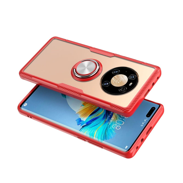 For Huawei Mate 40 Pro Shockproof Transparent TPU + Acrylic Protective Case with Ring Holder