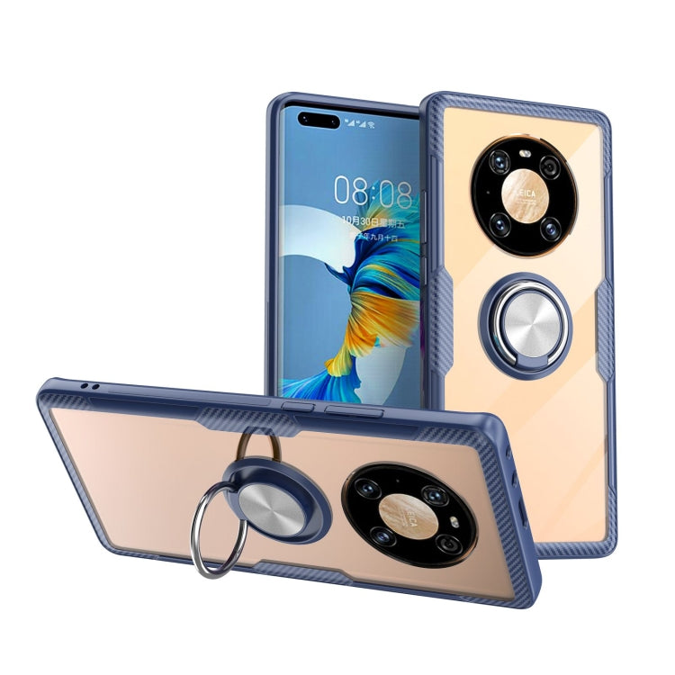For Huawei Mate 40 Pro Shockproof Transparent TPU + Acrylic Protective Case with Ring Holder