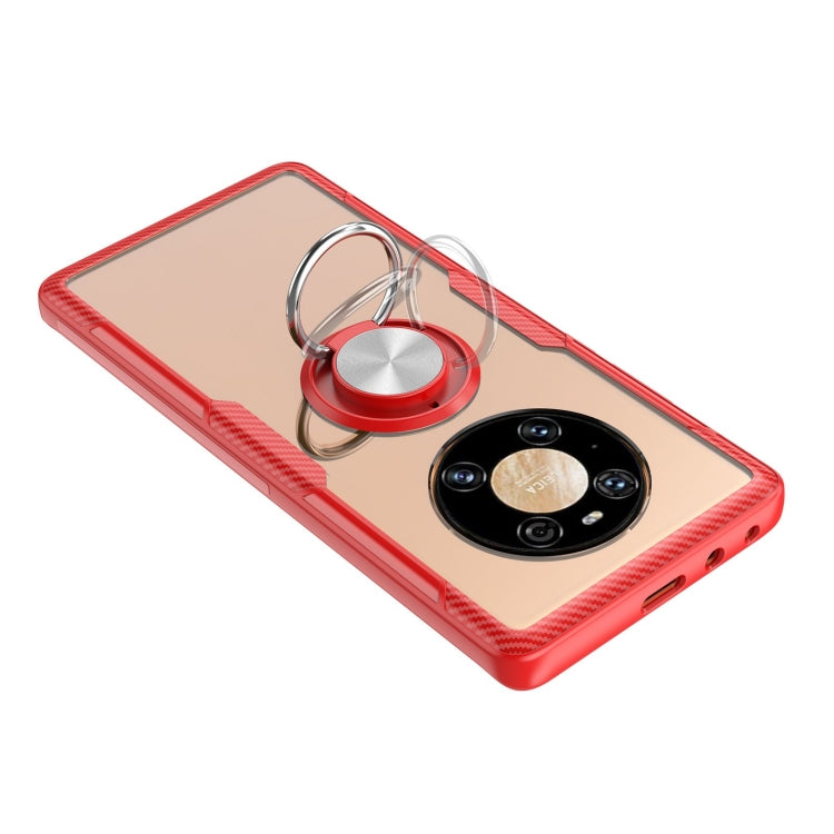 For Huawei Mate 40 Pro Shockproof Transparent TPU + Acrylic Protective Case with Ring Holder