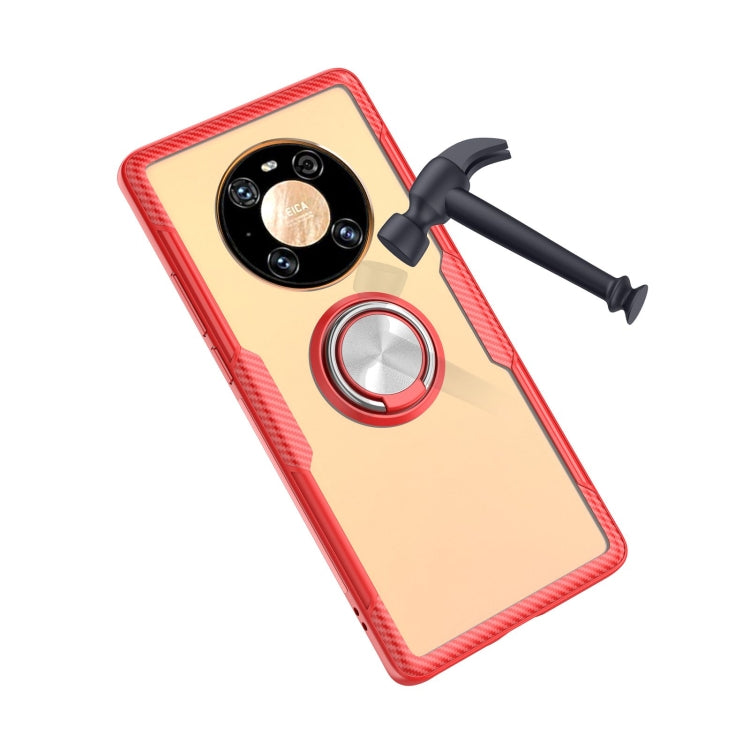 For Huawei Mate 40 Pro Shockproof Transparent TPU + Acrylic Protective Case with Ring Holder