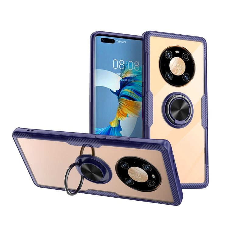 For Huawei Mate 40 Pro Shockproof Transparent TPU + Acrylic Protective Case with Ring Holder