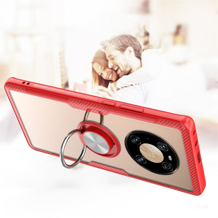 For Huawei Mate 40 Pro Shockproof Transparent TPU + Acrylic Protective Case with Ring Holder