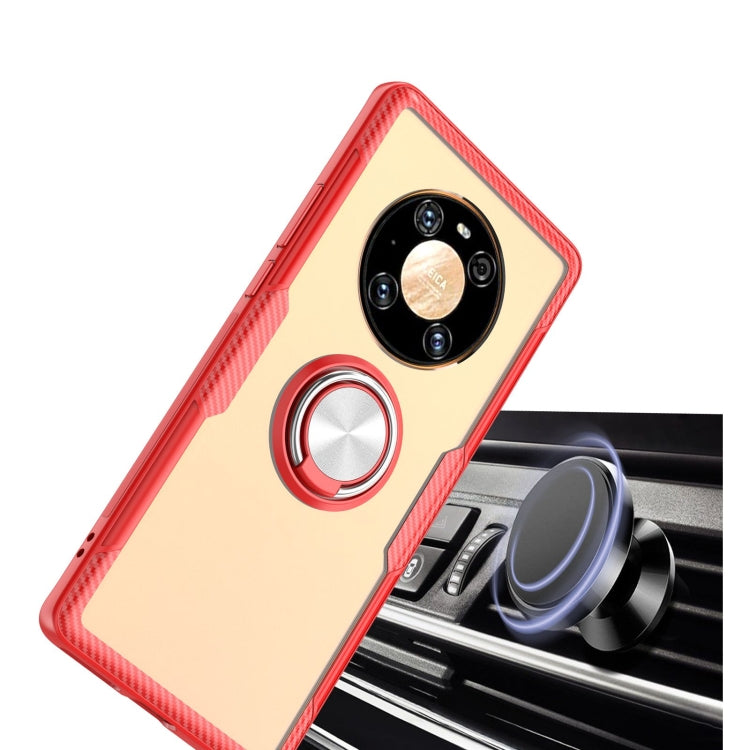 For Huawei Mate 40 Pro Shockproof Transparent TPU + Acrylic Protective Case with Ring Holder