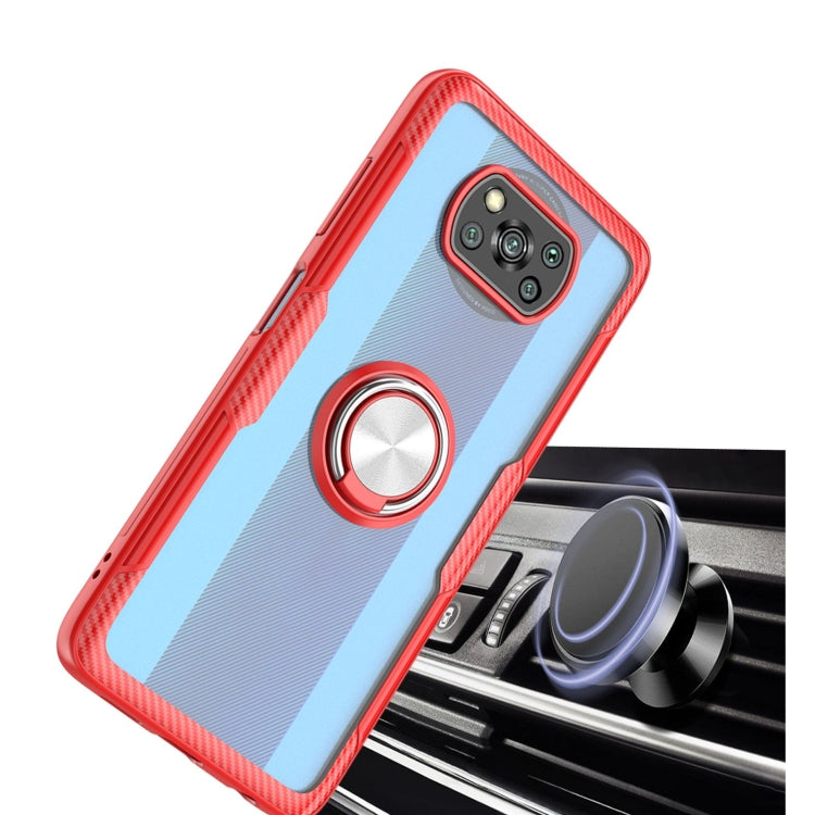 For Xiaomi Poco X3 NFC Shockproof Transparent TPU + Acrylic Protective Case with Ring Holder