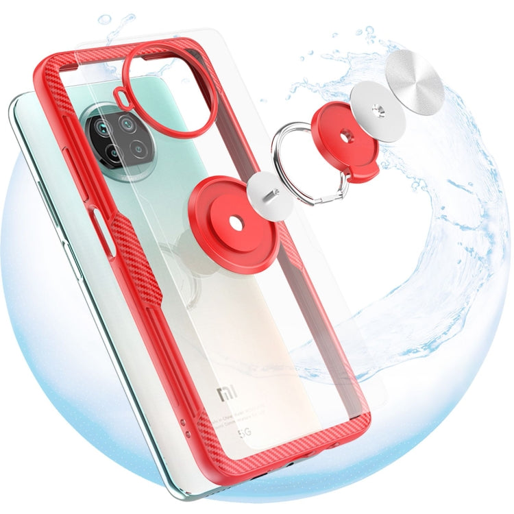 For Xiaomi Mi 10T Lite 5G Shockproof Transparent TPU + Acrylic Protective Case with Ring Holder