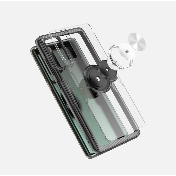 For Samsung Galaxy S20 FE Shockproof Transparent TPU + Acrylic Protective Case with Ring Holder