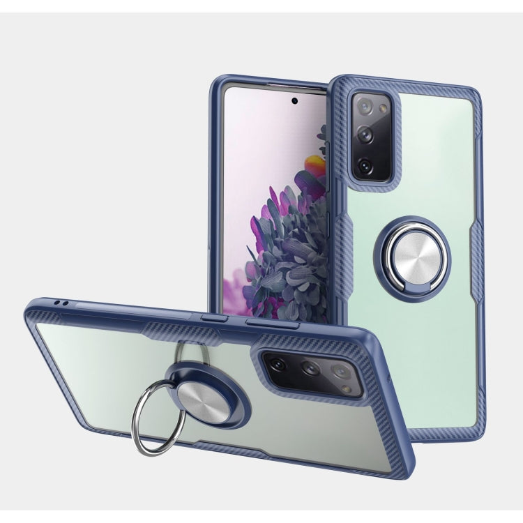 For Samsung Galaxy S20 FE Shockproof Transparent TPU + Acrylic Protective Case with Ring Holder