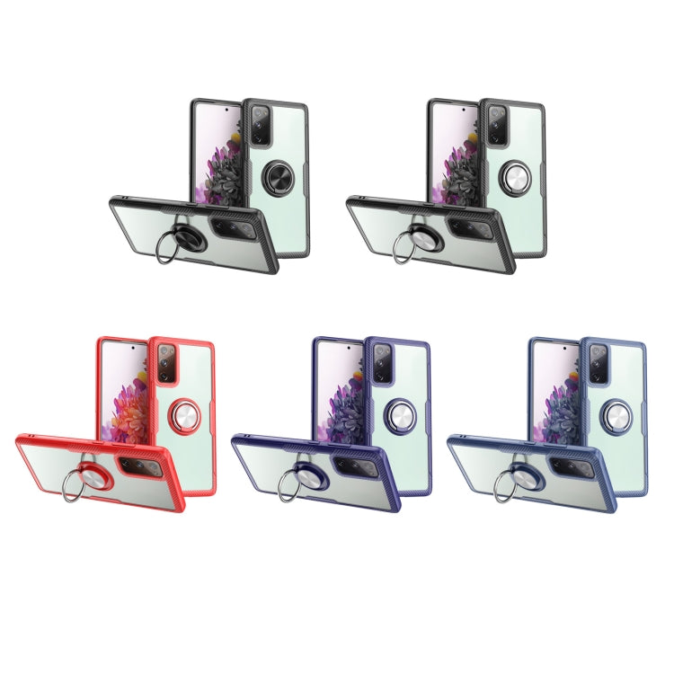 For Samsung Galaxy S20 FE Shockproof Transparent TPU + Acrylic Protective Case with Ring Holder