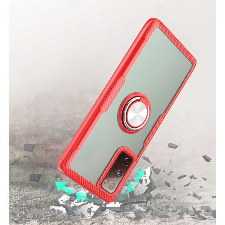 For Samsung Galaxy S20 FE Shockproof Transparent TPU + Acrylic Protective Case with Ring Holder