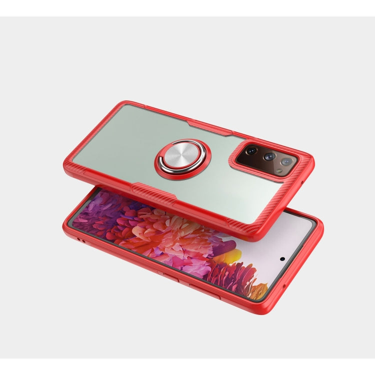 For Samsung Galaxy S20 FE Shockproof Transparent TPU + Acrylic Protective Case with Ring Holder