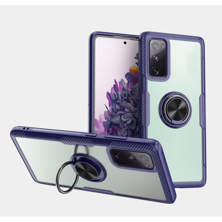 For Samsung Galaxy S20 FE Shockproof Transparent TPU + Acrylic Protective Case with Ring Holder