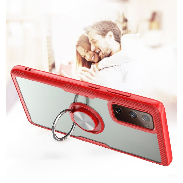 For Samsung Galaxy S20 FE Shockproof Transparent TPU + Acrylic Protective Case with Ring Holder