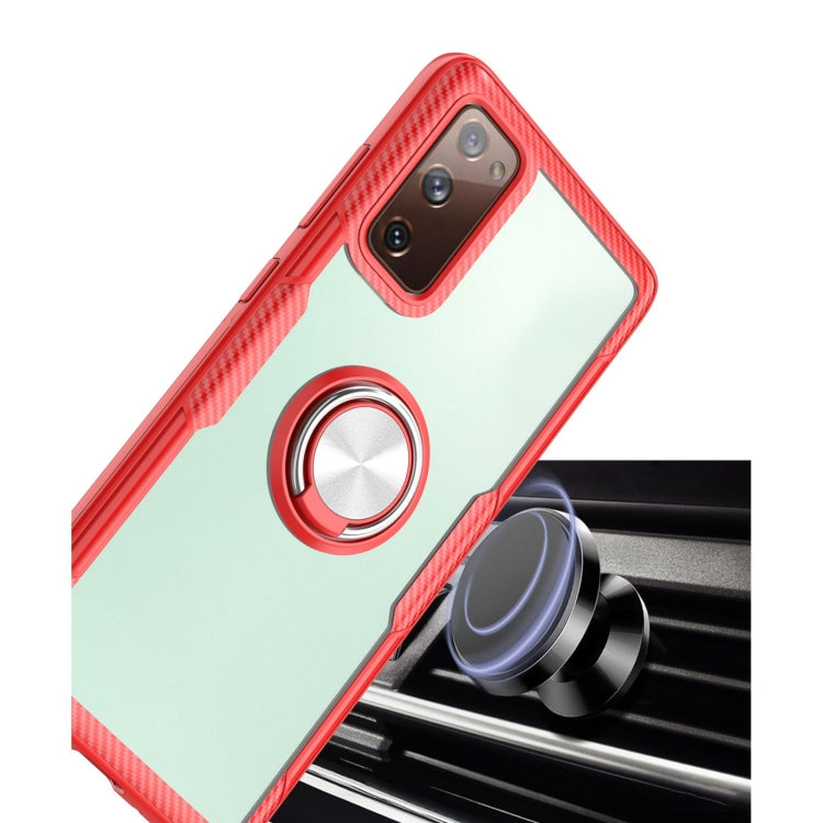 For Samsung Galaxy S20 FE Shockproof Transparent TPU + Acrylic Protective Case with Ring Holder