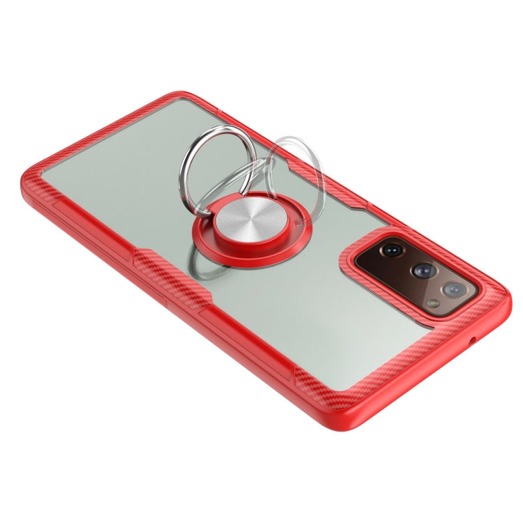 For Samsung Galaxy S20 FE Shockproof Transparent TPU + Acrylic Protective Case with Ring Holder