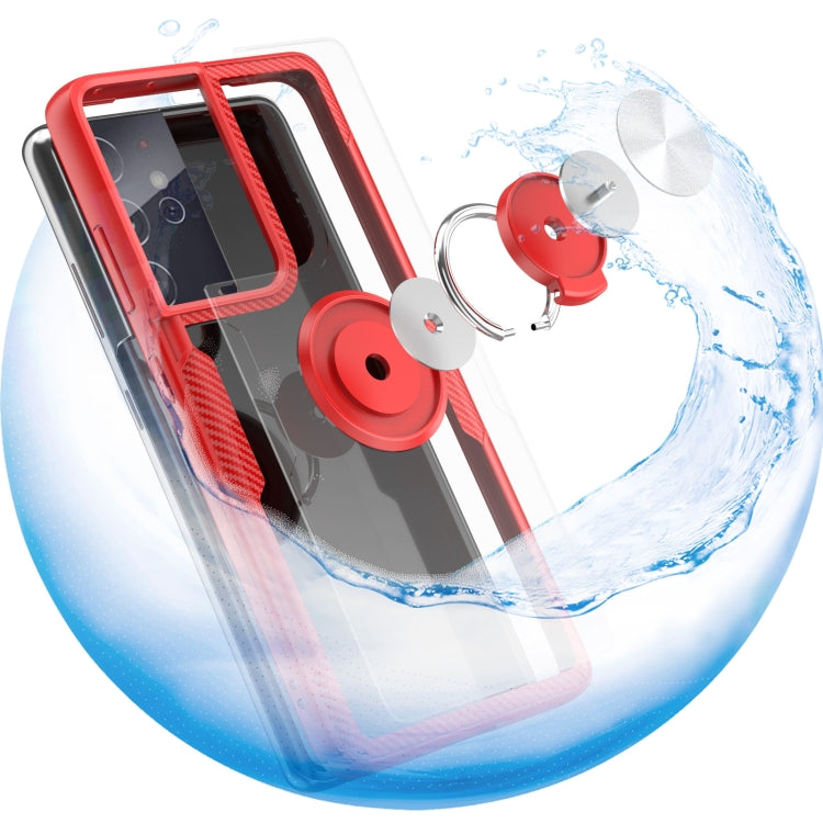 For Samsung Galaxy S21 Ultra 5G Shockproof Transparent TPU + Acrylic Protective Case with Ring Holder