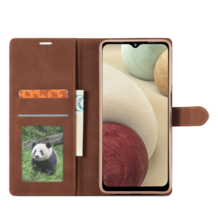 For Samsung Galaxy A12 Forwenw F1 Series Matte Strong Magnetism Horizontal Flip Leather Case with Holder & Card Slots & Wallet & Photo Frame