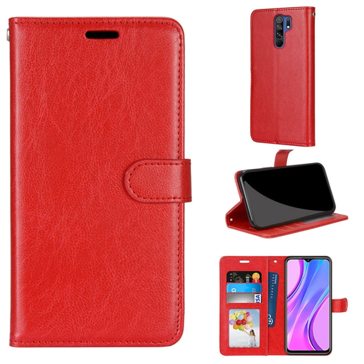 For Xiaomi Redmi 9 Pure Color Horizontal Flip PU Leather Case with Holder & Card Slots & Wallet & Photo Frame