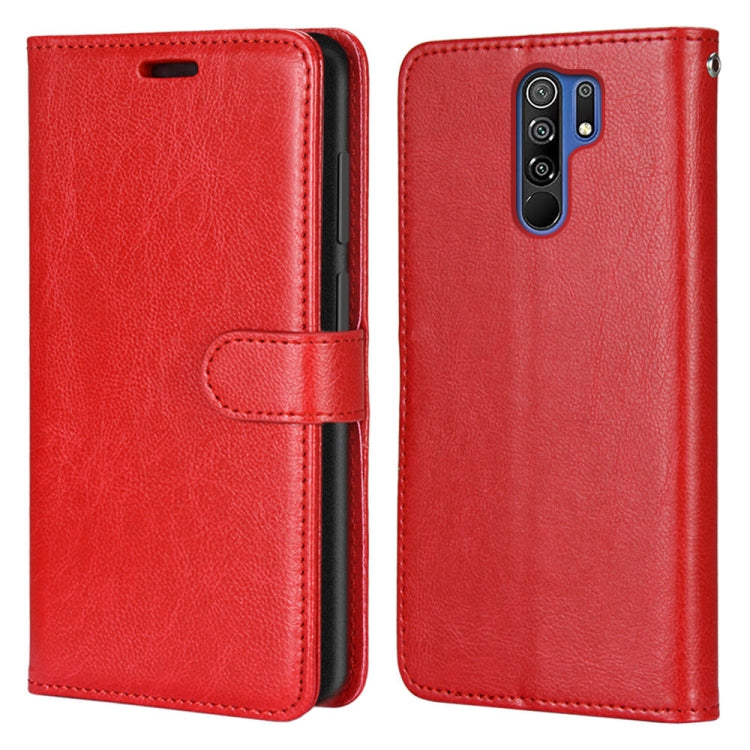 For Xiaomi Redmi 9 Pure Color Horizontal Flip PU Leather Case with Holder & Card Slots & Wallet & Photo Frame