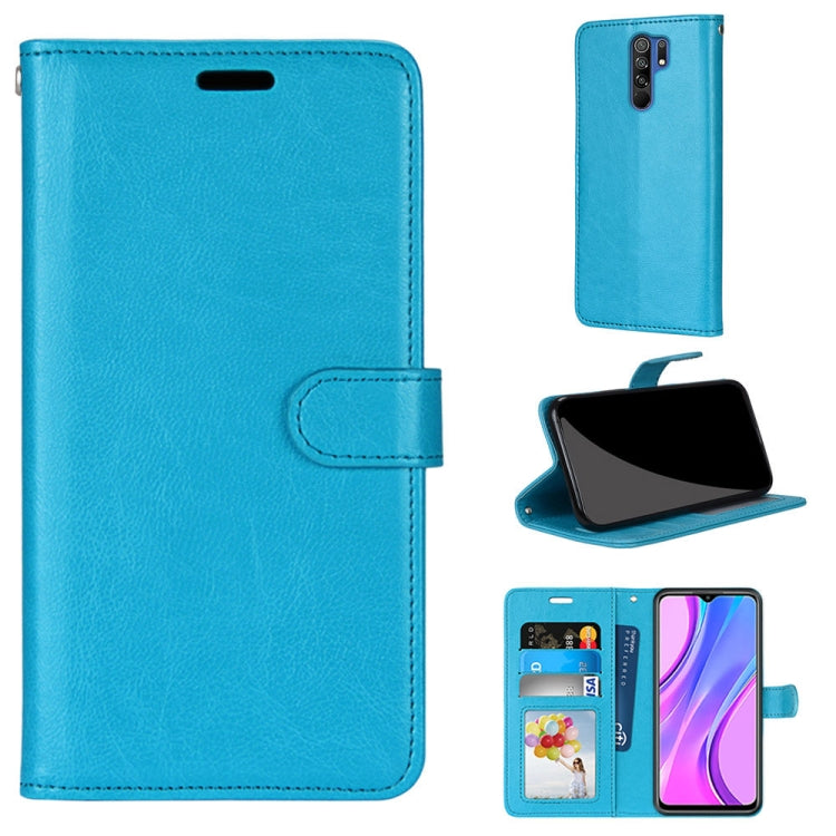 For Xiaomi Redmi 9 Pure Color Horizontal Flip PU Leather Case with Holder & Card Slots & Wallet & Photo Frame