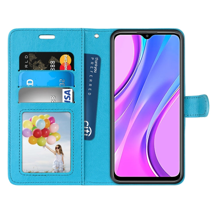 For Xiaomi Redmi 9 Pure Color Horizontal Flip PU Leather Case with Holder & Card Slots & Wallet & Photo Frame