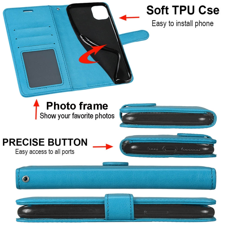 For Xiaomi Redmi 9 Pure Color Horizontal Flip PU Leather Case with Holder & Card Slots & Wallet & Photo Frame