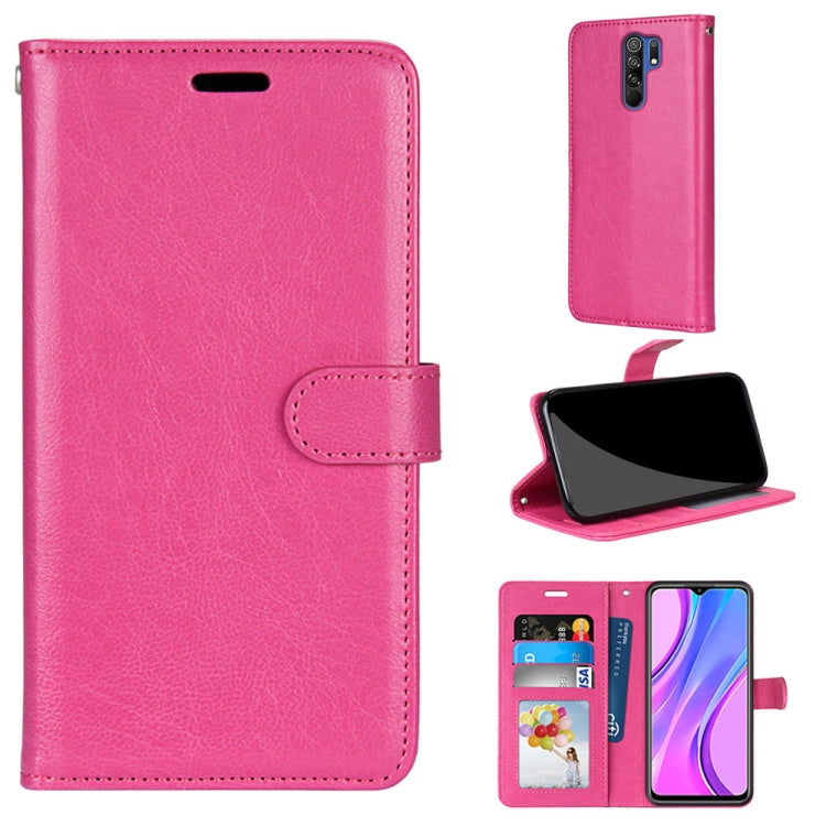 For Xiaomi Redmi 9 Pure Color Horizontal Flip PU Leather Case with Holder & Card Slots & Wallet & Photo Frame