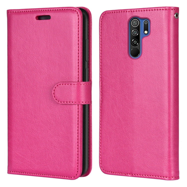 For Xiaomi Redmi 9 Pure Color Horizontal Flip PU Leather Case with Holder & Card Slots & Wallet & Photo Frame