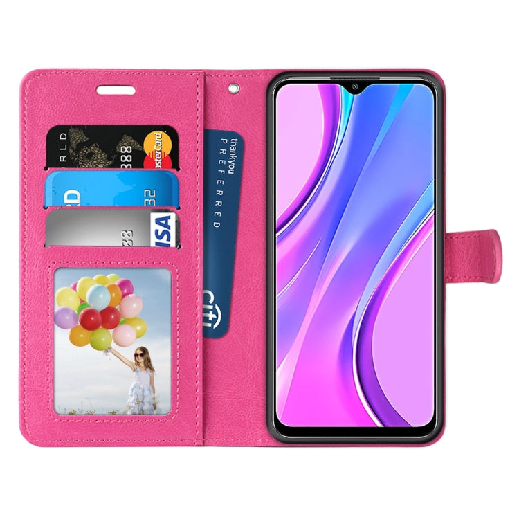 For Xiaomi Redmi 9 Pure Color Horizontal Flip PU Leather Case with Holder & Card Slots & Wallet & Photo Frame