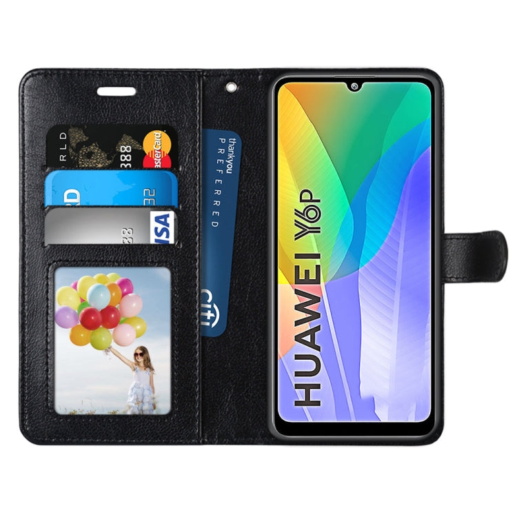 For Huawei Y6p Pure Color Horizontal Flip PU Leather Case with Holder & Card Slots & Wallet & Photo Frame