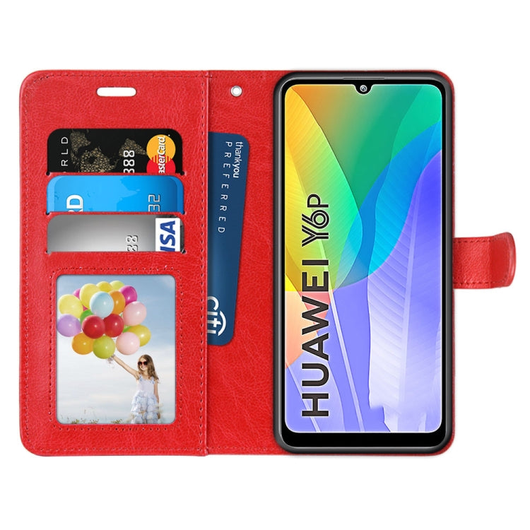 For Huawei Y6p Pure Color Horizontal Flip PU Leather Case with Holder & Card Slots & Wallet & Photo Frame