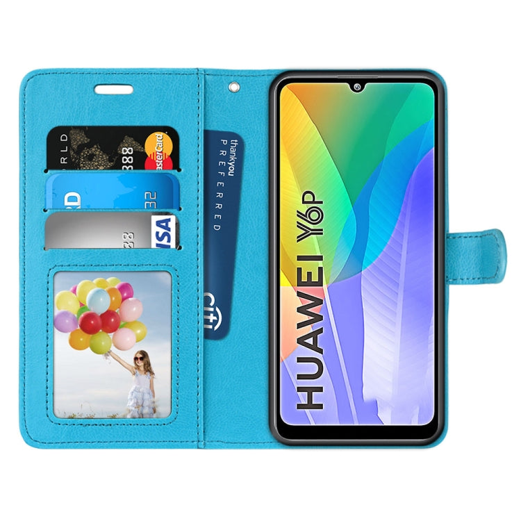 For Huawei Y6p Pure Color Horizontal Flip PU Leather Case with Holder & Card Slots & Wallet & Photo Frame