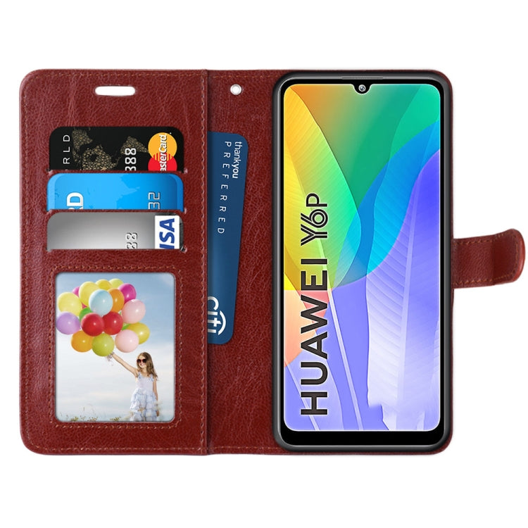 For Huawei Y6p Pure Color Horizontal Flip PU Leather Case with Holder & Card Slots & Wallet & Photo Frame