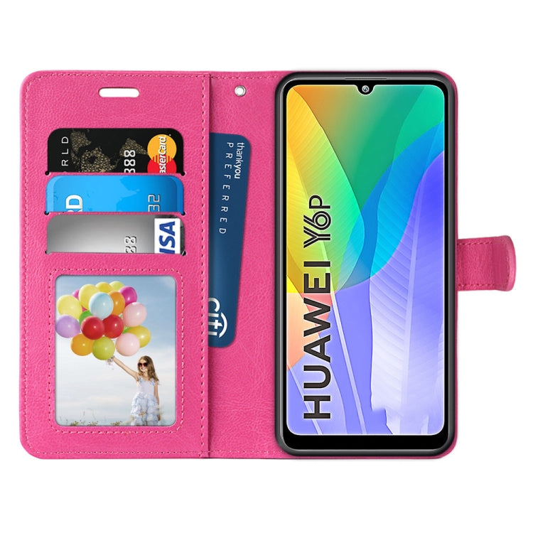 For Huawei Y6p Pure Color Horizontal Flip PU Leather Case with Holder & Card Slots & Wallet & Photo Frame