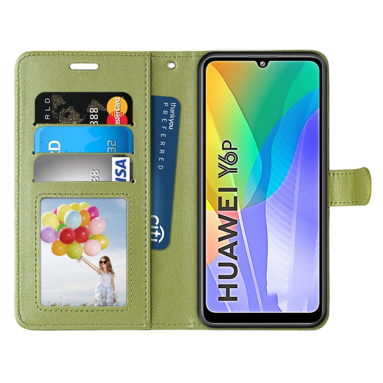 For Huawei Y6p Pure Color Horizontal Flip PU Leather Case with Holder & Card Slots & Wallet & Photo Frame